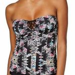 Hula Honey  Women's Black Multi Just Another Brick Convertible Tankini Top sz S Photo 0