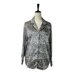 BB Dakota New Satin PJ Set Button Top Shorts Animal Print Women’s Size Medium Photo 1