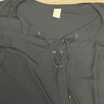 Faded Glory  Black Lace-Up Blouse Photo 2