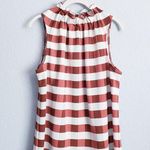 Ann Taylor  Mint And Brown Gingham High Neck Sleeveless Blouse Photo 0