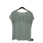Loft Ann Taylor  Women’s Size S Semi-Sheer Ruffle Blouse Short Sleeve Top Photo 1
