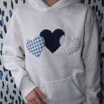 patchwork blue heart sweatshirt White Photo 2