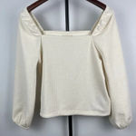 Madewell  Antique Cream‎ Crepe Square-Neck Long Puff-Sleeve Blouse Size XS Photo 0