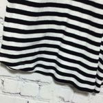 Chic Black & White Striped Lace Sleeve Top Large Black Photo 5
