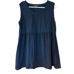 Flax Top 100% Linen Sleeveless Navy SZ LG Boho Whimsey Goth Fairy Casual Boho Photo 1