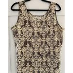 Valerie Stevens  Pure Silk Shell Tank Top Brown Beige Pink Damask Print Size 14 Photo 0