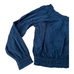 Free People  sexy one sleeve crop top off shoulder top navy size small Photo 3