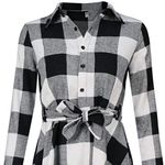 Womens Black and White Plaid Tie Front Dress sz small Photo 4