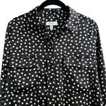 Equipment   Womens Satin Button Up Shirt Long Sleeve Polka-Dots Size Small Photo 1