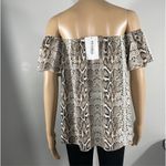 Pink Lily  Boutique Top Brown Snake Skin Off the Shoulder Blouse Womens Size S Photo 1