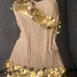 Tan gold sequined mini dress dance costume Silver Photo 0