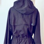 Gallery Black Hooded Utility Jacket with Cinched Adjustable Waist Photo 2