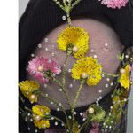 Zhivago In The Garden Floral Mesh Wrap Mini Dress black pink yellow size US 2 Photo 9