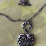 Heart Pendant Necklace “VINTAGE AMERICA” Rustic silver look 39inch chain Photo 1