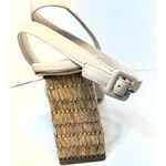 Steve Madden  Renley Raffia Block Heel Ankle Strap Sandals Bone Size 11 Prom 3.5" Photo 10