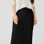 Eileen Fisher XS Washable Stretch Crepe Pencil Skirt Black Minimalist Midi Photo 0
