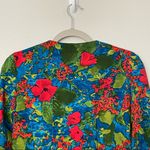 ZARA Basic Zip Up Long Sleeve Green/Blue/Red Floral Lined Jacket Size XS Photo 8