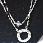 Source Unknown Bewitching Single Stand 60" Silver Tone Hammered Disc Clear Beads Y2k Necklace Photo 1