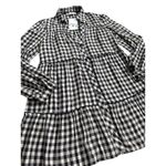 ZARA Gingham Plaid Button Front Tier Layered Mini Dress Black Size XS Photo 5