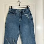 Good American  90's Duster Straight Leg Blue‎ Jeans High Rise Distressed 6/28 Photo 1