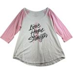 Torrid  Plus 1X Breast Cancer Awareness Raglan Tee Shirt Love Hope Strength Pink Photo 0