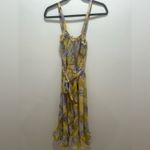 Saints + Secrets Ruffled Floral Yellow & Purple Casual Dress Size XS Cotton NWOT Photo 4