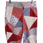 Monki Patchwork Pants Red Blue Slim Fit Cottage Craft Boho Size 42 (EU) 10 (US) Photo 1
