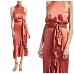 Cinq à Sept Winona Silk Dress Size 8 Bow Ruffled Hem Pink Photo 6