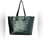 London Fog , Black Woven Tote Bag with Gold Hardware Casual Handbag Photo 8