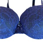 Torrid  Lightly Lined T Shirt Bra Blue Lace Underwired Size 40DD Navy Blue Photo 1