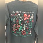 Comfort Colors Delta Zeta Teal Green Blue Aztec Print Block Letter Long Sleeve T-Shirt Medium Photo 5