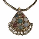 CAbi Casablanca Statement Necklace Large Pendant Semi Precious Stones Photo 5