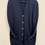 St. John SANTANA KNIT LONG Knit V-Neck Button Front Cardigan Sz L Photo 2