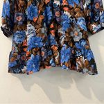 ZARA Crepe Floral Print Deep V Neck Long Sleeve Ruffled Hem Mini Dress Size XL Photo 7