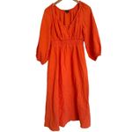 J.Crew V-neck Orange Midi Dress in Soft Gauze S Small Photo 2