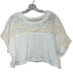 Pilcro Lace Torn Tee White Lace Trim Cropped Boho Top M coquette girly beach Photo 1