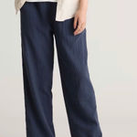 Quince Organic Cotton Gauze Wide Leg Pants Navy Size Small NWT Lightweight Photo 0
