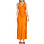 frame denim FRAME Lace-up satin-jacquard maxi dress NWT Photo 5