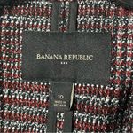 Banana Republic Tweed Blazer Plaid Black Red 10 Double Breasted Buttons Fringe Photo 1