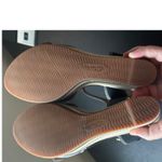 Clarks sz 8 Women Navy Stitched Strappy Buckle Wedges Heels Nautical Preppy Chic Photo 8