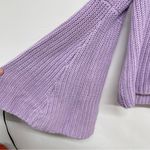 Free People  Lavender Ribbed Knit Flare Sleeve V Neck Sweater Womens S Oversized Photo 5