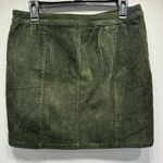 Blue Spice Olive Green Corduroy Zip Front Mini Skirt Cotton Spandex Size 11 Photo 2
