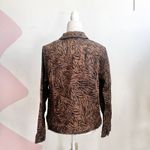 Charter Club Vintage Brown Tapestry Jacket Animal Print Boho Y2K Retro Indie Sleaze Large Photo 1