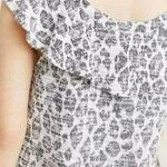 Anthropologie  Dolan Savannah Ruffled Blouse Gray White Snow Leopard Print XS Photo 1
