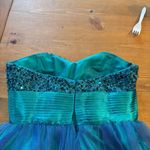 Cecily Brown womens prom ball gown formal strapless sequin dress teal/blue S Blue Photo 4