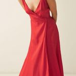 Reiss Leonie Red Wrap MIDI Dress Women’s 2 Feminine Silky V-Neck Classy Photo 2