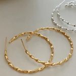 Boutique Beautiful Twist 14k Gold Plated Sterling Silver Hoop Earrings,‎ 4.2cm Photo 0