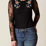 Daytrip Buckle Black Lace Sleeve Floral Embroidered Shirt Womens Small Photo 0