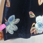 Mi ami Blue Velvet Floral Embroidered Mini Skirt Boho Festival Size Small Photo 3