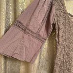 Gimmicks by BKE  Brown Square Neck Lace Stretch Cottagecore Top Small Photo 3